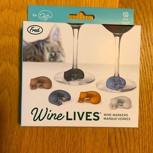 NWOT Cat Wineglass markers